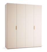 Porte pliante / Armoire / Couleur : Beige / 3 tiroirs / 1 tringle à vêtements / 8 compartiments / 203 x 60 x 240 cm / incl. éclairage LED avec capteur / Soft-Close