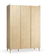 Penderie / Armoire à portes battantes / Couleur : chêne / 3 portes / incl. éclairage LED / Dimensions : 140 x 60 x 204 cm / Fonction Soft-Close / 2 tiroirs