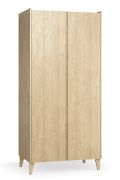 Penderie / Armoire à portes battantes / 2 portes / Couleur : Chêne / 5 compartiments / 2 tringles à vêtements / Dimensions : 94,5 x 60 x 204 cm / Eclairage LED inclus / Soft-Close