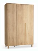 Armoire / Couleur : Chêne / 3 portes / Eclairage LED intégré / Fonction Soft-Close / 153 x 60 x 235 cm / 3 tiroirs / 1 tringle à vêtements / 7 compartiments