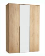 Armoire / 1 porte miroir / Couleur : Chêne / Éclairage LED intégré / Fonction Soft-Close / 153 x 60 x 223 cm / 3 tiroirs / 1 tringle à vêtements