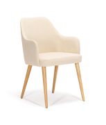 Chaise de salle à manger / Couleur : Beige / Chêne / Rembourré / Finition de haute qualité / Dimensions : 54 x 58 x 85 cm / Pieds : Bois de hêtre / Confort & style / Motif mélangé
