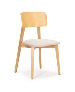 Chaise salle à manger design | Assise rembourrée confortable | Chêne & Beige | Facile d'entretien | 47 x 50 x 80 cm