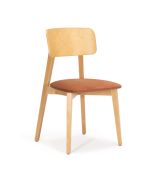 Chaise salle à manger Aguapey 01 | Assise rembourrée confortable | Chêne & Rouille | Tissu Portland | 47 x 50 x 80 cm