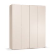 Armoire à portes pliantes beige | Éclairage LED avec capteur de mouvement | 2 tiroirs | Poignées or | 185 x 57 x 229,5 cm | 3 tringles à vêtements