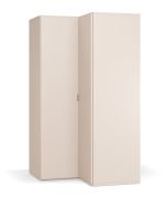 Armoire d’angle beige | 2 portes battantes | 2 tringles à vêtements | LED avec capteur | Poignées or | 101,5 x 103,5 x 194 cm