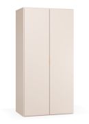 Armoire à portes battantes beige | 2 tringles à vêtements | Éclairage LED capteur de mouvement | Poignées or | 92,5 x 57 x 185 cm