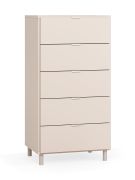 Commode étroite 5 tiroirs | Beige | Soft-Close | 62,5 x 47 x 121 cm | Design sobre pour salon