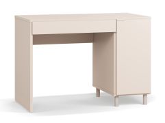 Bureau beige avec 1 tiroir soft-close | 2 compartiments | 1 porte | Poignées blanches | 110 x 57 x 78 cm