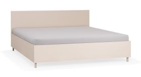 Lit double 180 x 200 cm | Sommier à lattes Lift up | Coffre de rangement | Beige | Design original
