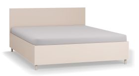 Lit double beige 160 x 200 cm | Sommier à lattes Lift up inclus | Coffre de rangement intégré | Design moderne pour chambre