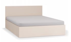 Lit double beige 140 x 200 cm | Sommier à lattes Lift up inclus | Coffre de rangement intégré | Design moderne pour chambre