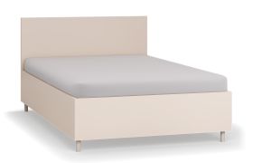 Lit 1 place beige | Sommier à lattes Lift up inclus | 120 x 200 cm | Rangement intégré | Design sobre