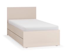 Lit une place avec coffre | 90 x 200 cm | Beige élégant | Sommier à lattes relevable inclus | Idéal chambre à coucher