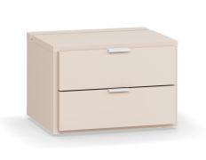 Table de nuit beige | 2 tiroirs avec éclairage LED tactile | Soft-Close | 45 x 40 x 30 cm | Chambre