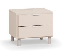 Table de chevet beige | 2 tiroirs | Éclairage LED tactile | Soft-Close | 45 x 40 x 39 cm