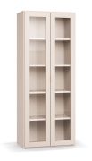 Vitrine beige pour salon | 2 portes vitrées | 5 compartiments | Soft-Close | Éclairage LED | 75 x 40 x 185 cm
