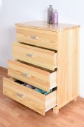 Commode en pin massif naturel Columba 06 | 4 tiroirs | 101,50 x 80 x 50 cm | Design moderne
