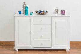 Commode en pin massif laqué blanc Junco 173 - Dimensions 78 x 121 x 42 cm