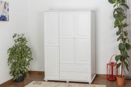 Armoire en bois de pin massif laqué blanc Junco 06 - Dimensions 195 x 135 x 59 cm