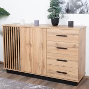 Commode Trevalli 6, Couleur : Chêne / Noir - Dimensions : 88 x 141 x 40 cm (H x L x P)