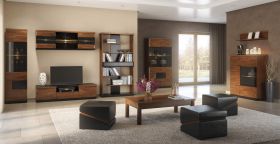Ensemble salon complet Postira | 11 pièces | teilmassif | Noyer & Noir | Design moderne