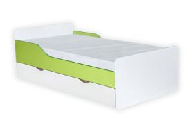 Lit enfant Daniel 09 | Blanc/Vert | 80 x 160 cm | Sommier, matelas et tiroir inclus