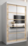 Armoire portes coulissantes avec miroir | Blanc mat & Chêne Sonoma | 200 x 120 x 62 cm | Aizkorri 02B