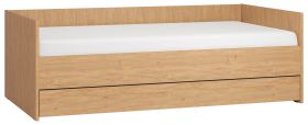 Lit 1 place bois, style chêne | Couchage 90 x 200 cm | Idéal chambre ado ou amis