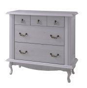 Commode 5 tiroirs Bignona 13 | Pin blanc | 89 x 95 x 47 cm | Style rustique moderne