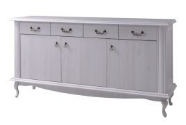 Commode large Bignona 06 | Pin blanc | 3 portes, 4 tiroirs | 89 x 175 x 47 cm