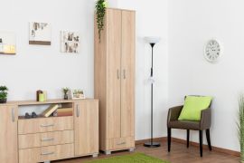 Armoire à portes battantes / armoire Ainsa 01, couleur : brun chêne - 209 x 50 x 37 cm (H x L x P)