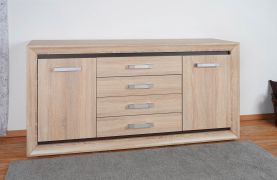 Commode Kundiawa 11 | chêne clair & chêne foncé | 84 x 160 x 40 cm | Rangement spacieux