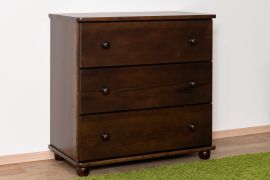Commode Junco 148 en pin massif couleur noyer | 78 x 80 x 42 cm | 3 tiroirs spacieux | Grande stabilité