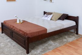 Lit double / lit d'appoint pin massif, couleur noyer 77C, avec sommier à lattes - 180 x 200 cm (l x L)