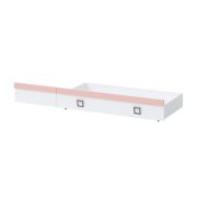 Tiroir pour lit Benjamin, couleur : blanc / rose - Dimensions : 27 x 74 x 138 cm (H x l x L)