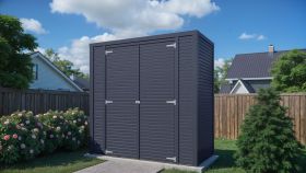 Abri de jardin Greven 01, en anthracite, 18 mm d'éléments, armoire à outils, surface au sol : 2,13 m², toit plat, double porte en bois massif