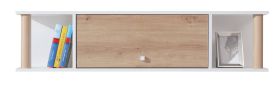 Chambre de jeunes - Armoire suspendue Burdinne 12, Couleur : Blanc / Chêne - Dimensions : 30 x 125 x 25 cm (H x L x P)