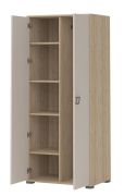 Armoire à portes battantes / armoire 12, couleur : hêtre / crème - 198 x 84 x 56 cm (h x l x p)