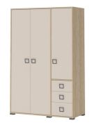 Armoire à portes battantes / armoire 14, couleur : hêtre / crème - 198 x 126 x 56 cm (h x l x p)