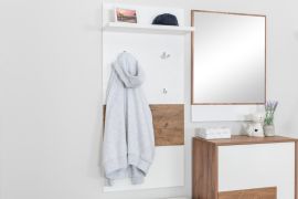 Porte-manteau mural Manase 12 | Chêne brun & blanc brillant | 126 x 59 x 22 cm | Rangement compact