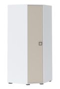 Armoire à portes battantes / armoire d'angle 15, couleur : blanc / crème - Dimensions : 198 x 86 x 86 cm (H x L x P)