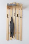 Penderie murale en pin massif naturel Junco 341 | 150 x 60 x 33 cm | 5 crochets & 1 tablette