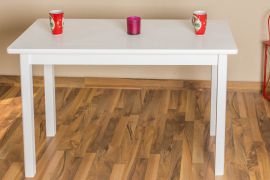 Table en bois de pin massif laqué blanc Junco 227D (carrée) - Dimensions 60 x 120 cm