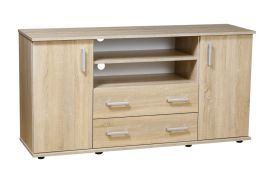 Commode design bois clair 160 cm | 2 portes, 2 tiroirs | Style moderne, grande capacité