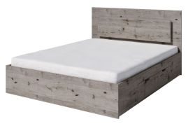 Lit double Kamatero 03 | Chêne élégant | Surface de couchage 160 x 200 cm | 2 tiroirs & éclairage LED