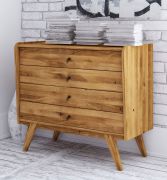 Commode Otago 12 | Système Soft Close | 4 tiroirs | Chêne sauvage massif huilé | 90 x 100 x 50 cm | Design raffiné