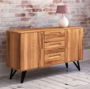 Commode en hêtre massif huilé | 2 portes, 3 tiroirs | 81 x 136 x 45 cm | Design haut de gamme