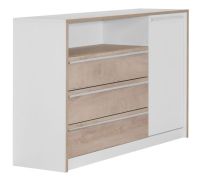 Commode Cerdanyola 10, Couleur : Chêne / Blanc - Dimensions : 91 x 148 x 40 cm (H x L x P)