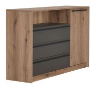Commode 10 tiroirs Cerdanyola | Chêne / Gris | 91 x 148 x 40 cm | Style moderne et rangement optimisé
